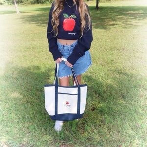 Navy Apple Embroidered Sweater